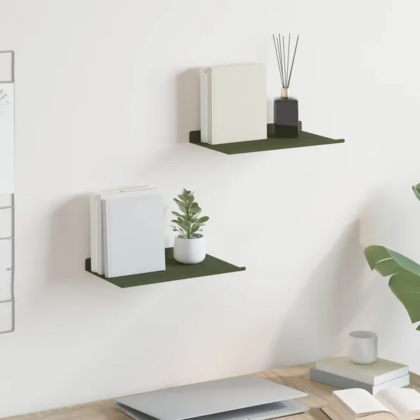 Étagère flottante 2 pcs Vert olive 30 x 18 x 2,5 cm Acier