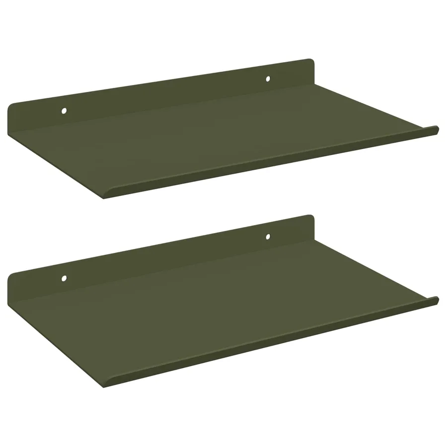 Étagère flottante 2 pcs Vert olive 30 x 18 x 2,5 cm Acier - 2