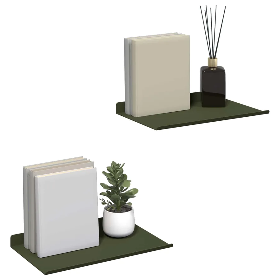 Étagère flottante 2 pcs Vert olive 30 x 18 x 2,5 cm Acier - 3
