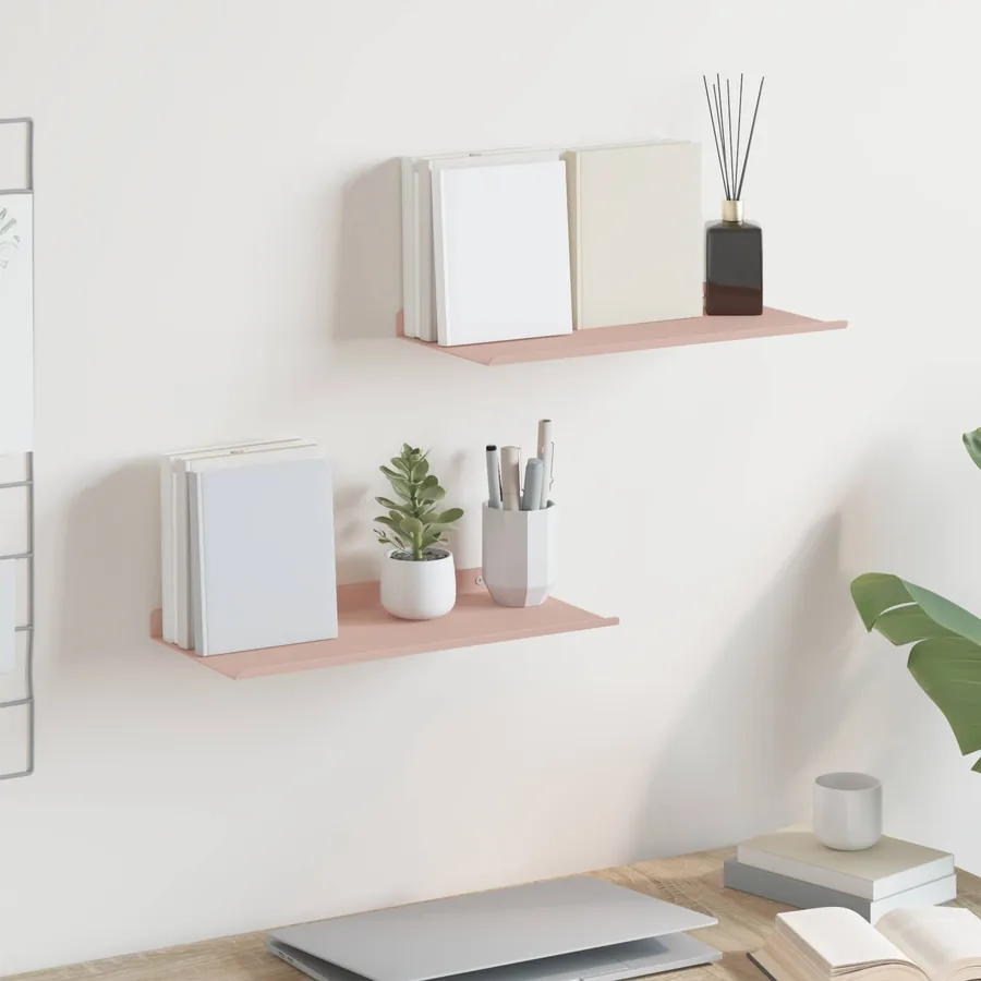 Étagère flottante 2 pcs Rose 40 x 18 x 2,5 cm Acier