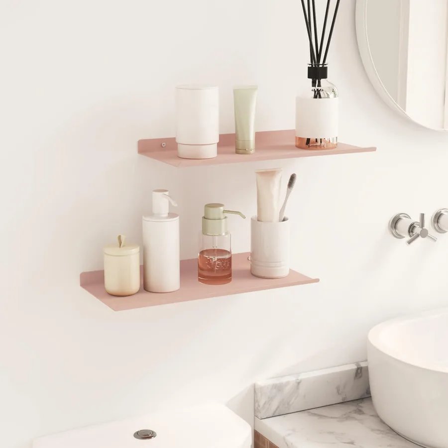 Étagère flottante 2 pcs Rose 40 x 18 x 2,5 cm Acier - 4