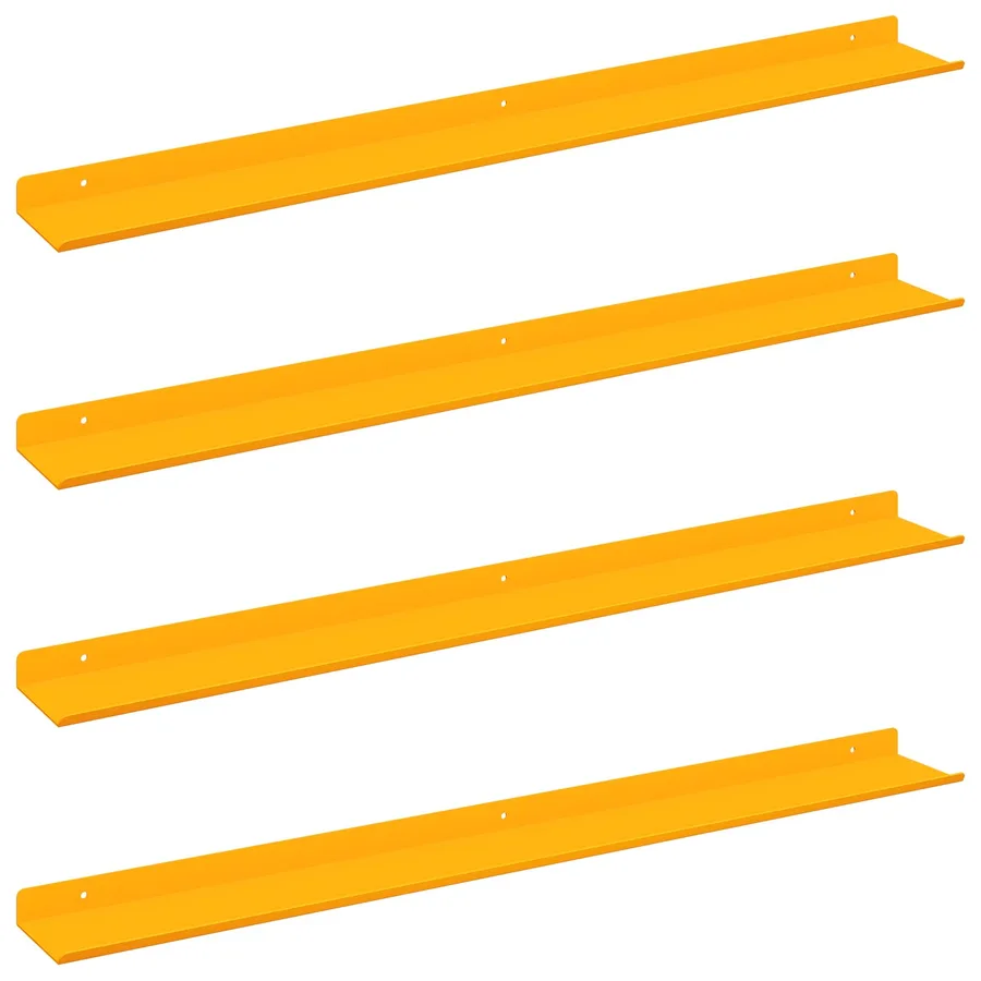 Étagère flottante 4 pcs Jaune moutarde 80 x 9 x 2,5 cm Acier - 2