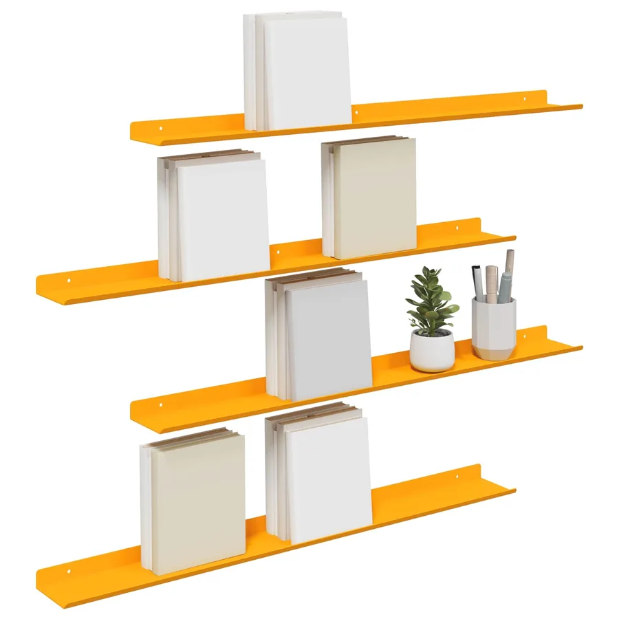 Étagère flottante 4 pcs Jaune moutarde 80 x 9 x 2,5 cm Acier - 3