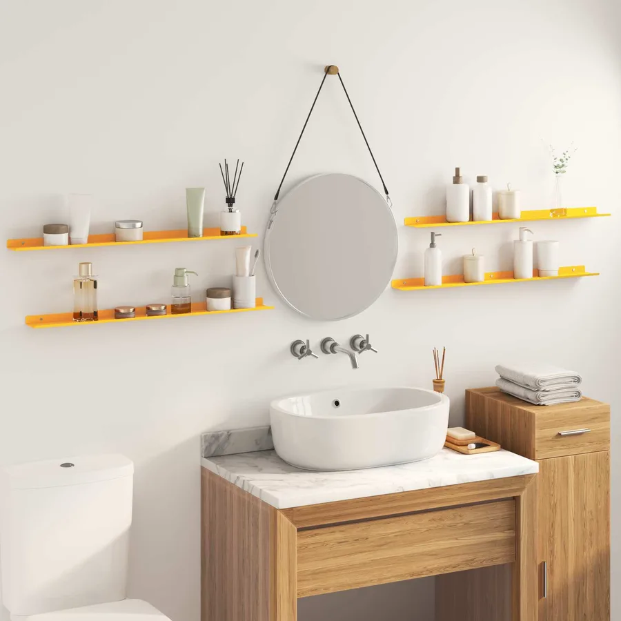 Étagère flottante 4 pcs Jaune moutarde 80 x 9 x 2,5 cm Acier - 4