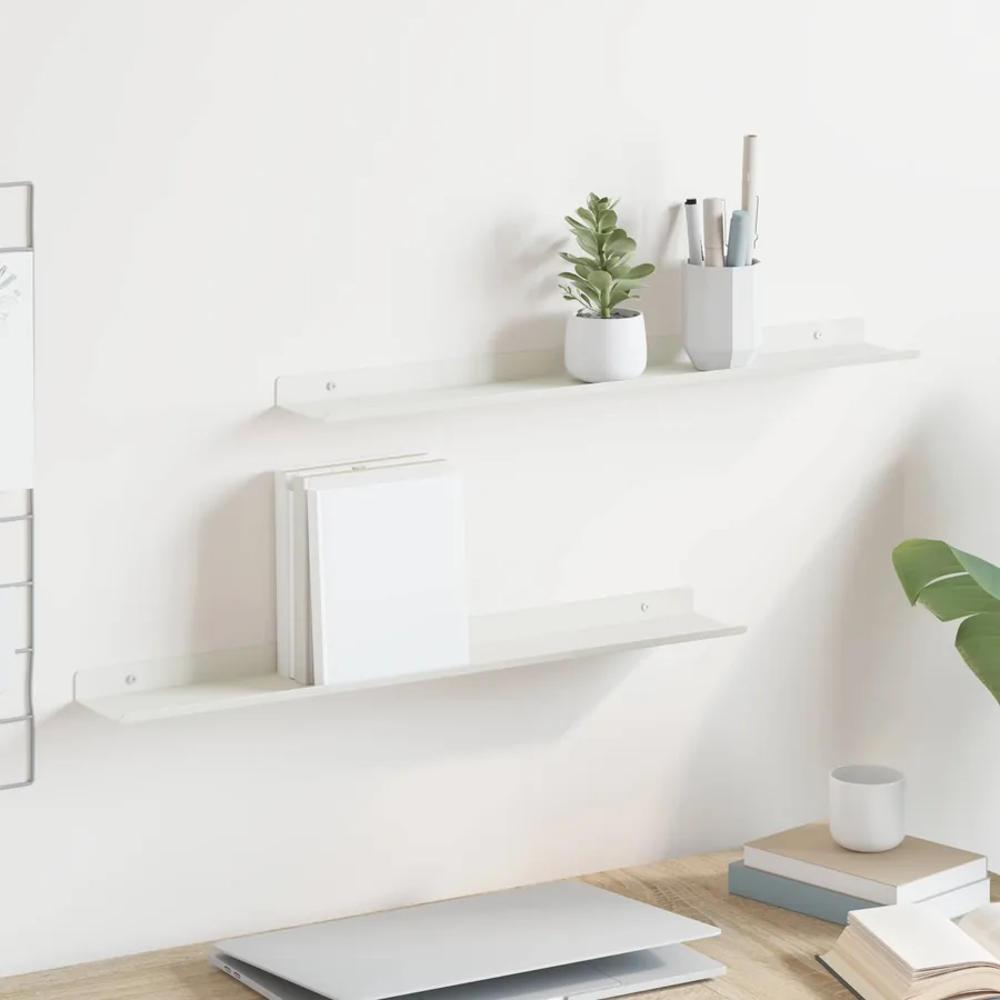 Étagère flottante 2 pcs Blanc 60 x 8,5 x 2,5 cm Acier