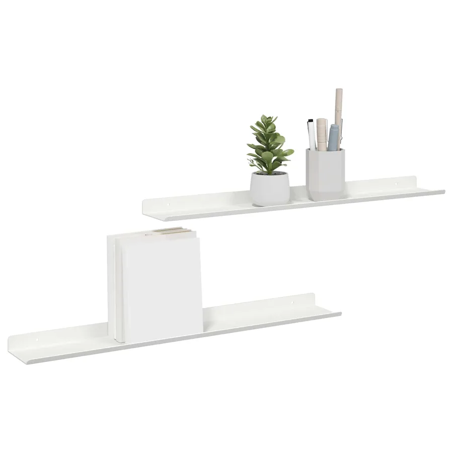 Étagère flottante 2 pcs Blanc 60 x 8,5 x 2,5 cm Acier - 3