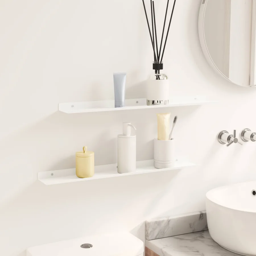 Étagère flottante 2 pcs Blanc 60 x 8,5 x 2,5 cm Acier - 4