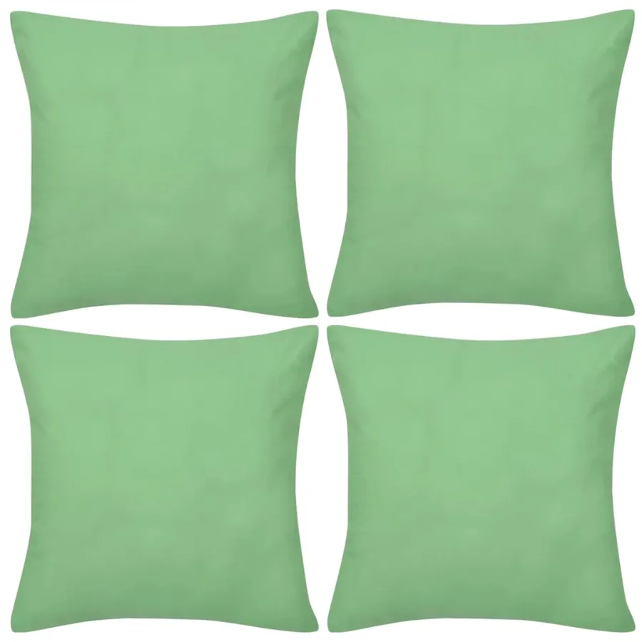 Housses de coussin 4 pcs Coton Vert pomme 40x40 cm