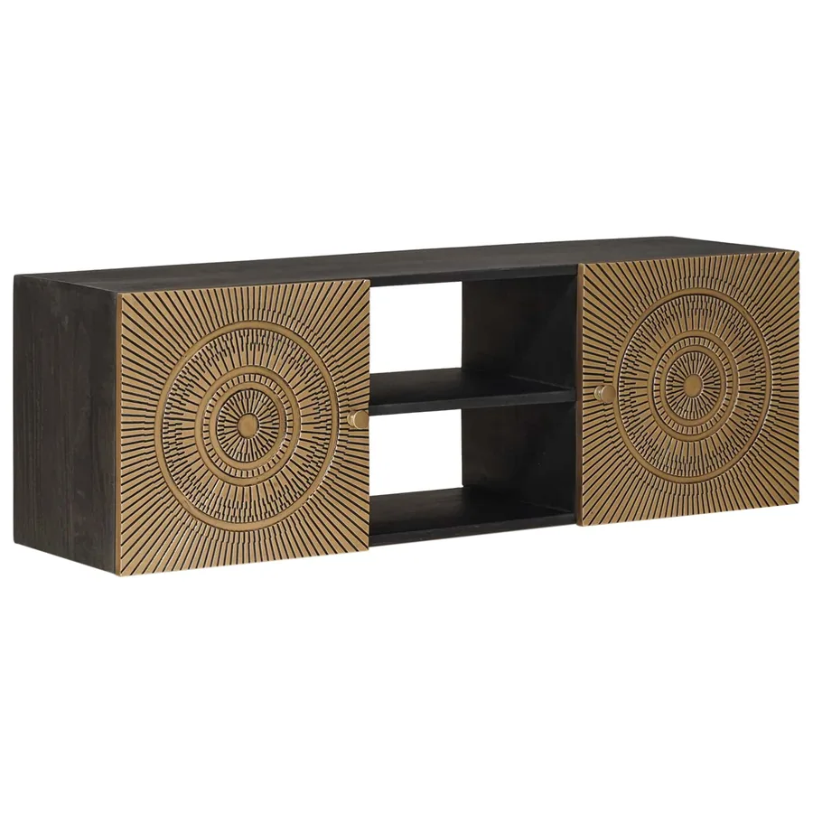 Meuble TV avec étagère avec stockage Laiton 105 x 30 x 35 cm
