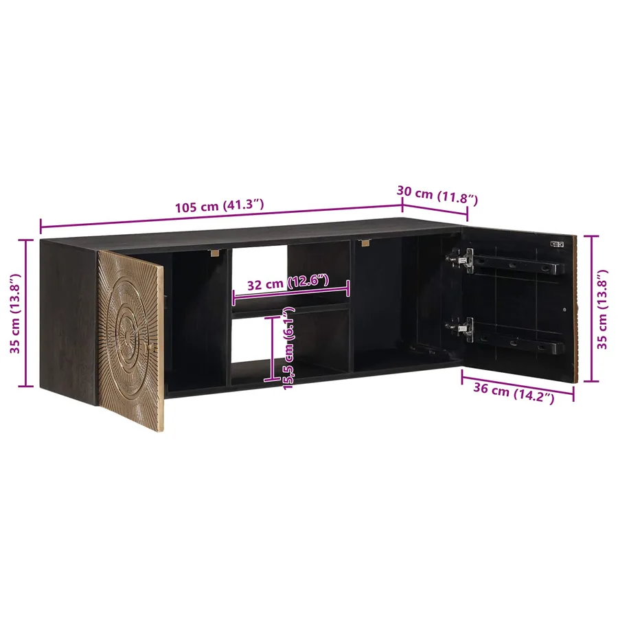 Meuble TV avec étagère avec stockage Laiton 105 x 30 x 35 cm - 11