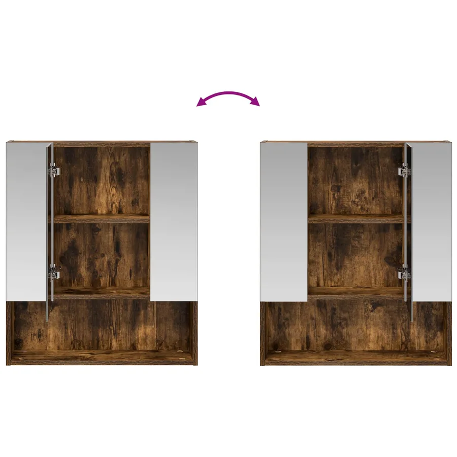 Armoire Miroir de Salle de Bain Chêne fumé 60 x 14.5 x 70 cm - 10