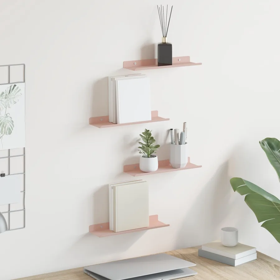 Étagère flottante 4 pcs Rose 30 x 9 x 2,5 cm Acier
