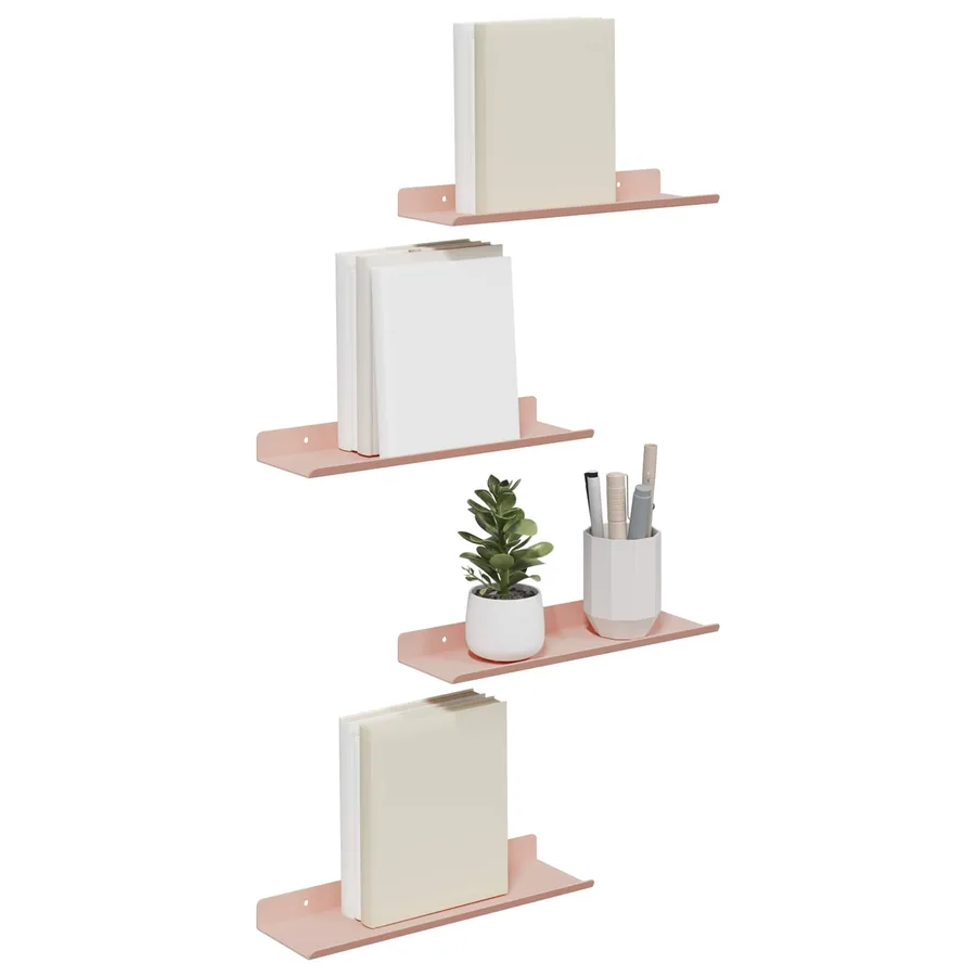 Étagère flottante 4 pcs Rose 30 x 9 x 2,5 cm Acier - 3