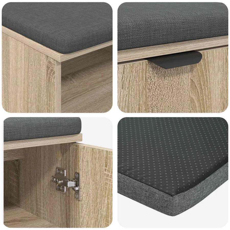 Banc d'entrée avec coussin Chêne Sonoma 60 x 38 x 46 cm - 9