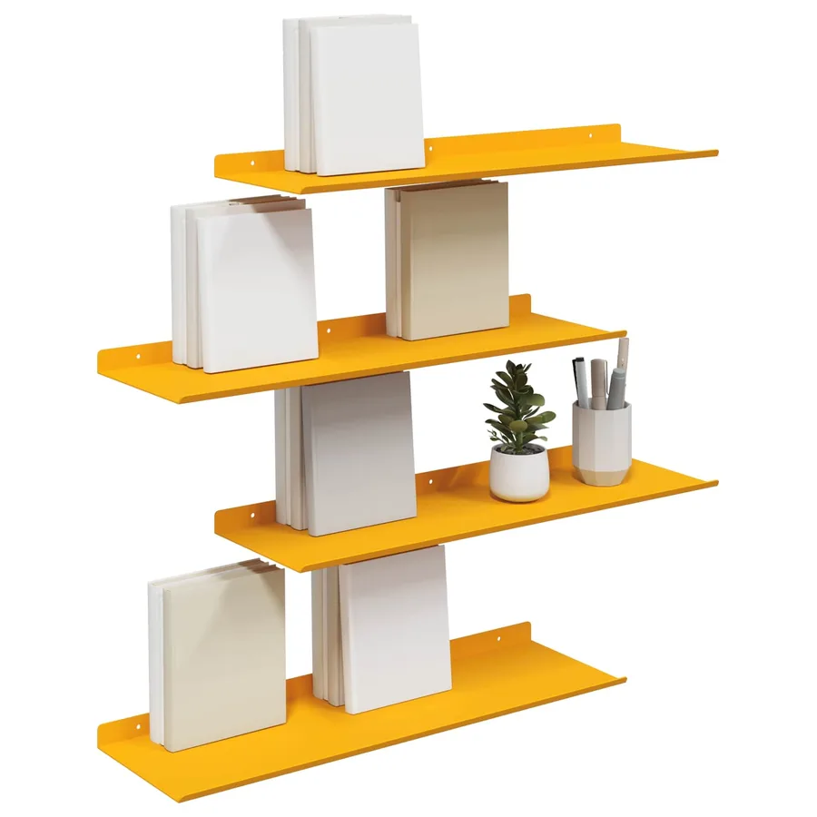 Étagère flottante 4 pcs Jaune moutarde 60 x 18 x 2,5 cm Acier - 3