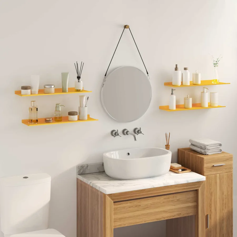 Étagère flottante 4 pcs Jaune moutarde 60 x 18 x 2,5 cm Acier - 4