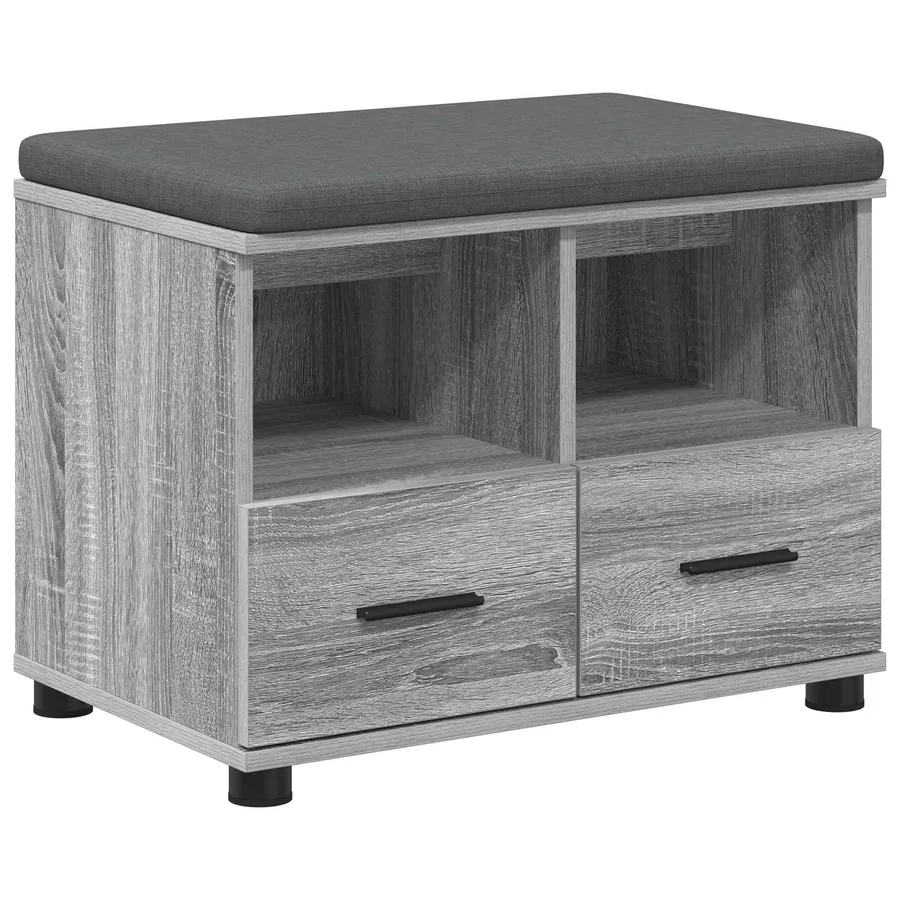 Banc d'entrée avec coussin Gris Sonoma 60 x 38 x 46 cm - 2