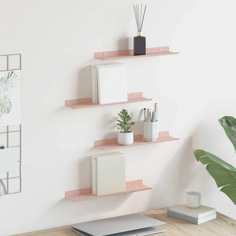 Étagère flottante 4 pcs Rose 40 x 8,5 x 2,5 cm Acier
