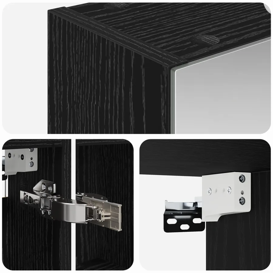 Armoire Miroir de Salle de Bain Chêne noir 50 x 14,5 x 70 cm - 10