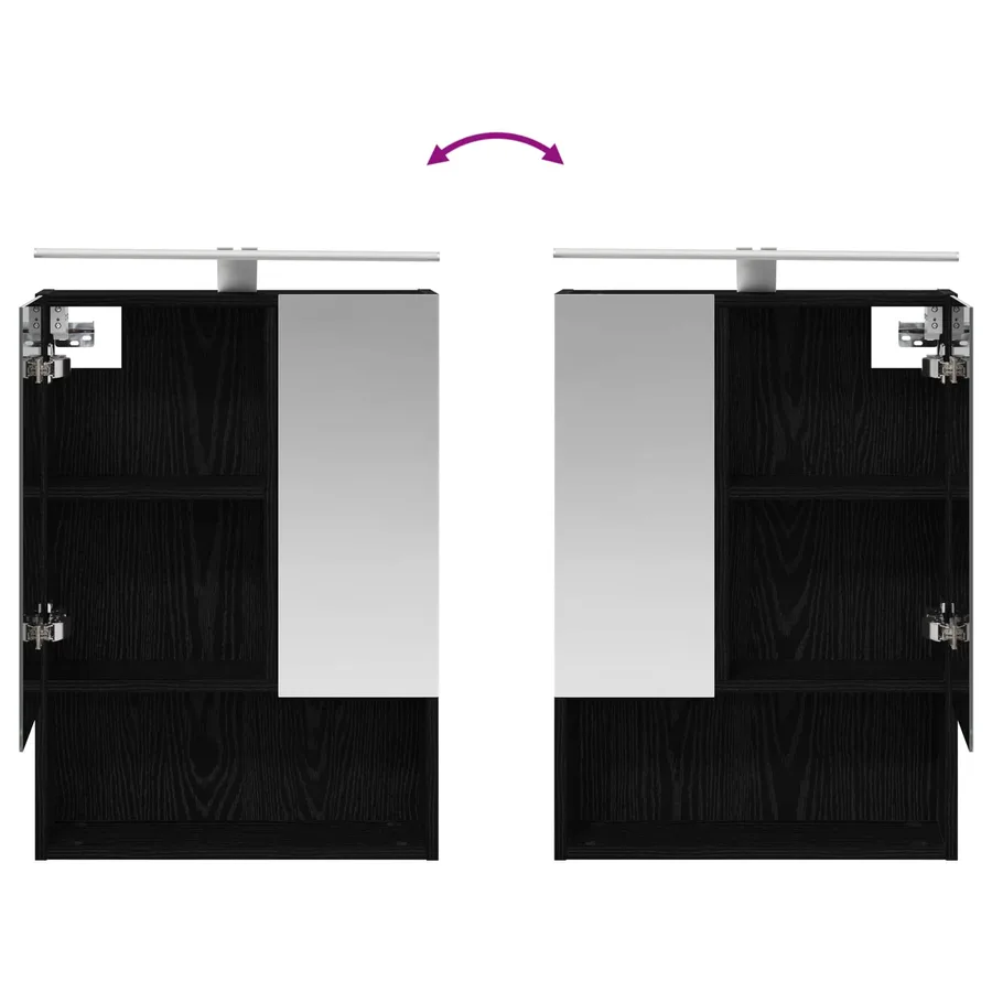Armoire Miroir de Salle de Bain Chêne noir 50 x 14,5 x 70 cm - 12