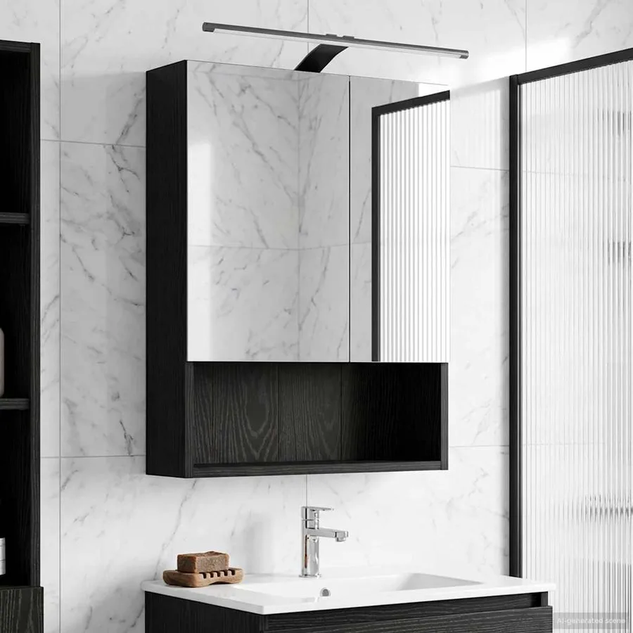 Armoire Miroir de Salle de Bain Chêne noir 50 x 14,5 x 70 cm - 4