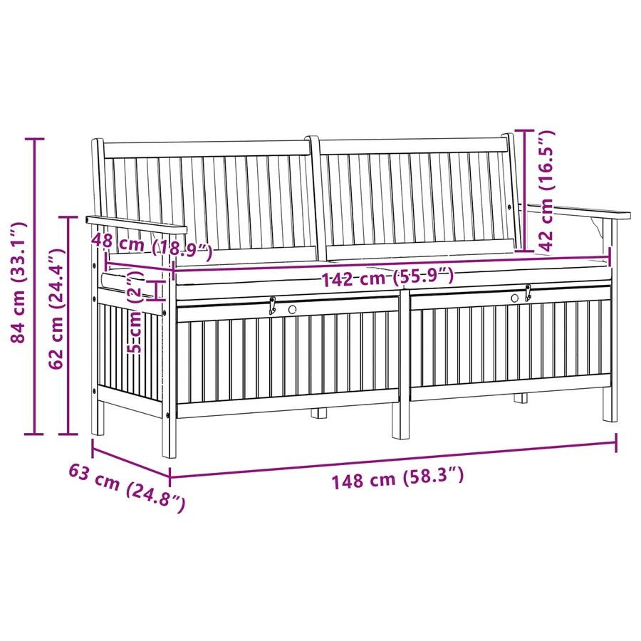 Banc de rangement 2 -Seater 148 x 63 x 84 cm Rectangulaire - 8