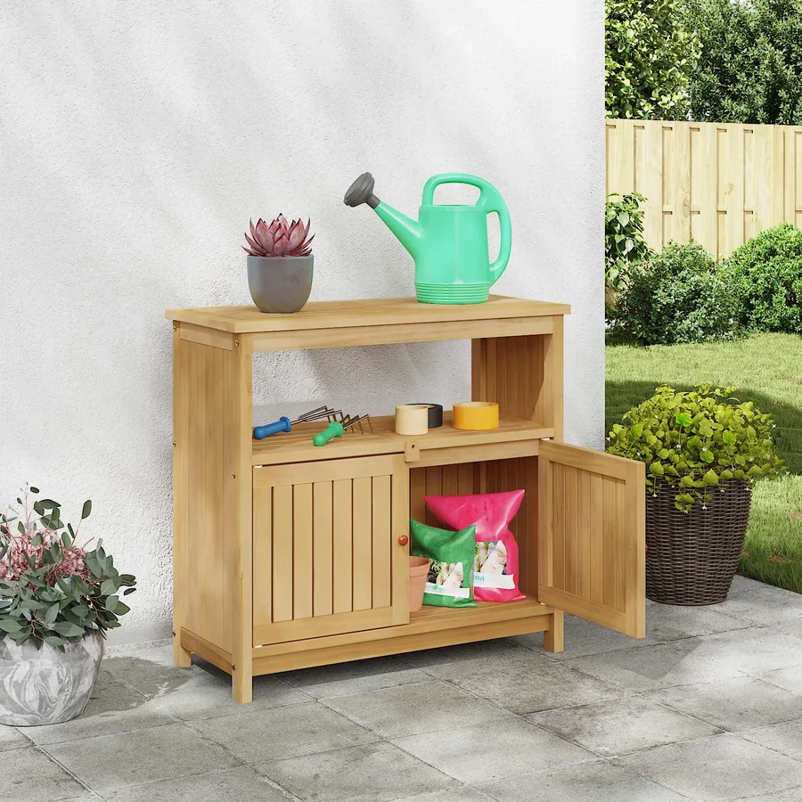 Table console de jardin Acacia clair 80 x 35 x 75 cm - 4