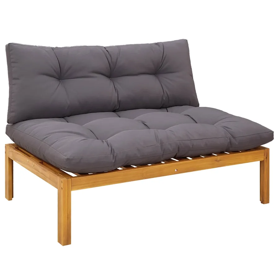 Unité de canapé du milieu Gris Naturel et Foncé Bois d'acacia - 2