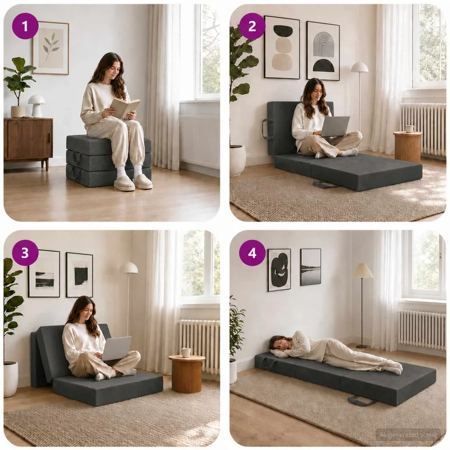 Canapé-lit pliable 75 x 63 x 45 cm Gris foncé - 9