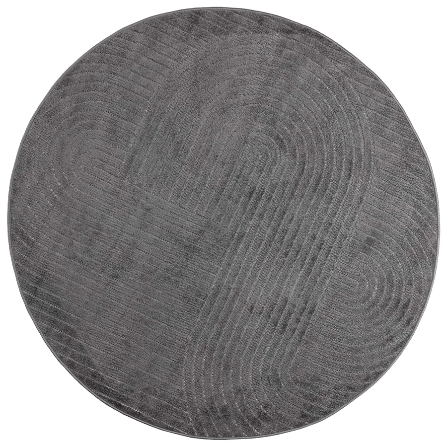 Tapis de surface Rond PALMERAS Anthracite Ø 120 CM Polyester - 2