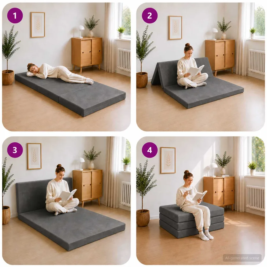 Canapé-lit pliable 90 x 67 x 45 cm Gris foncé - 9
