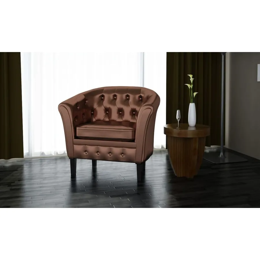 Chaise cabriolet marron similicuir - 2