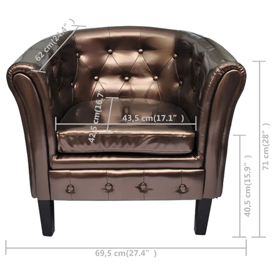 Chaise cabriolet marron similicuir - 5
