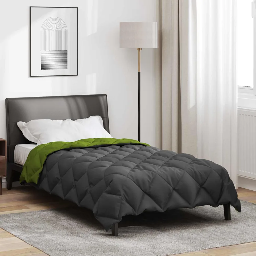 Duvet d'hiver Vert et Anthracite 135 x 200 cm Microfibre