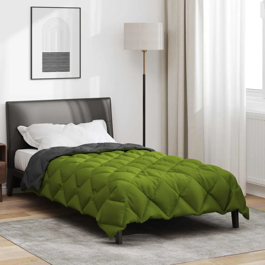 Duvet d'hiver Vert et Anthracite 135 x 200 cm Microfibre - 4