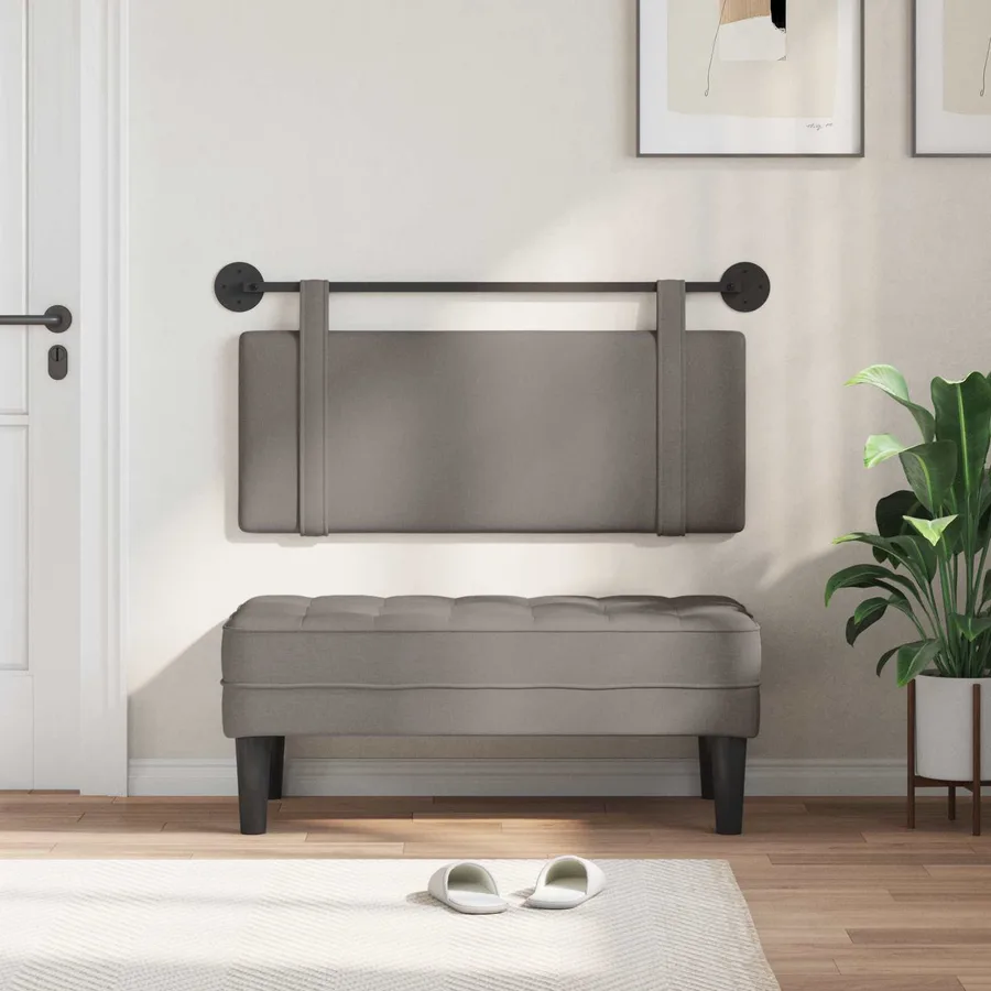 Tête de lit suspendue Taupe tissu - 3