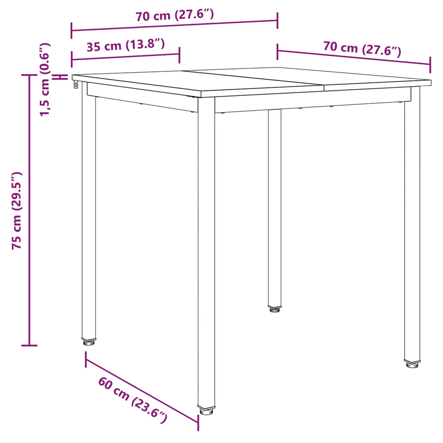 Table de salle à manger / Table de repas 70 x 70 x 75 cm MÉTAL - 10