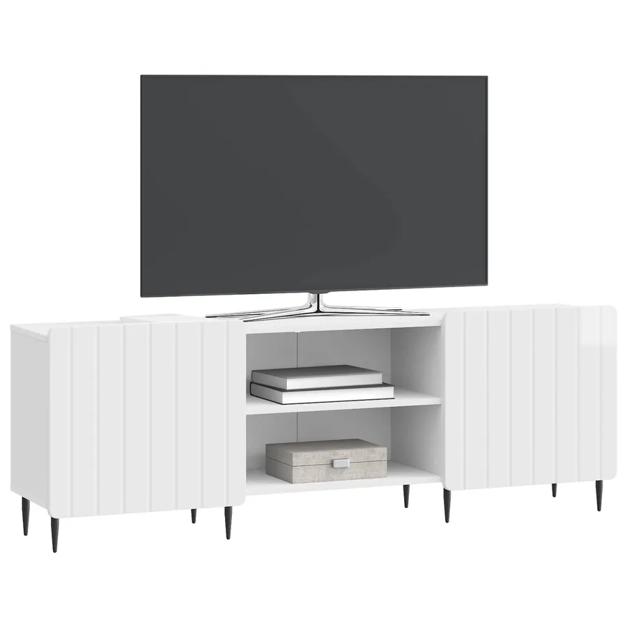 Meuble TV Blanc brillant 150 x 31 x 52 cm Bois d'ingénierie - 3