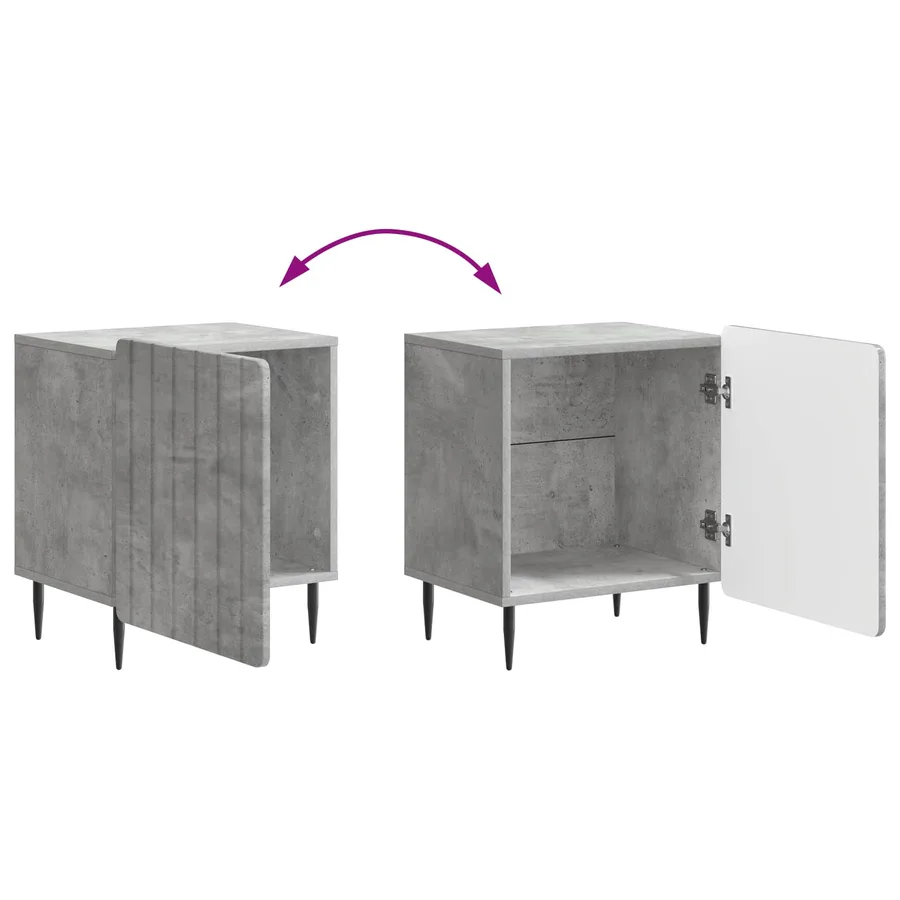 Cabinet de chevet 2 pcs Gris béton 43 x 34,5 x 52 cm - 12