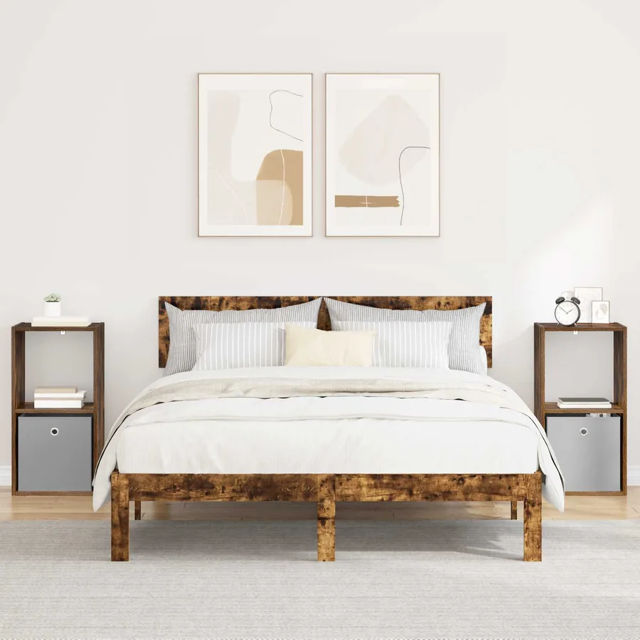 Table de chevet avec tiroir 2 pcs Chêne fumé 35 x 32 x 68,5 cm