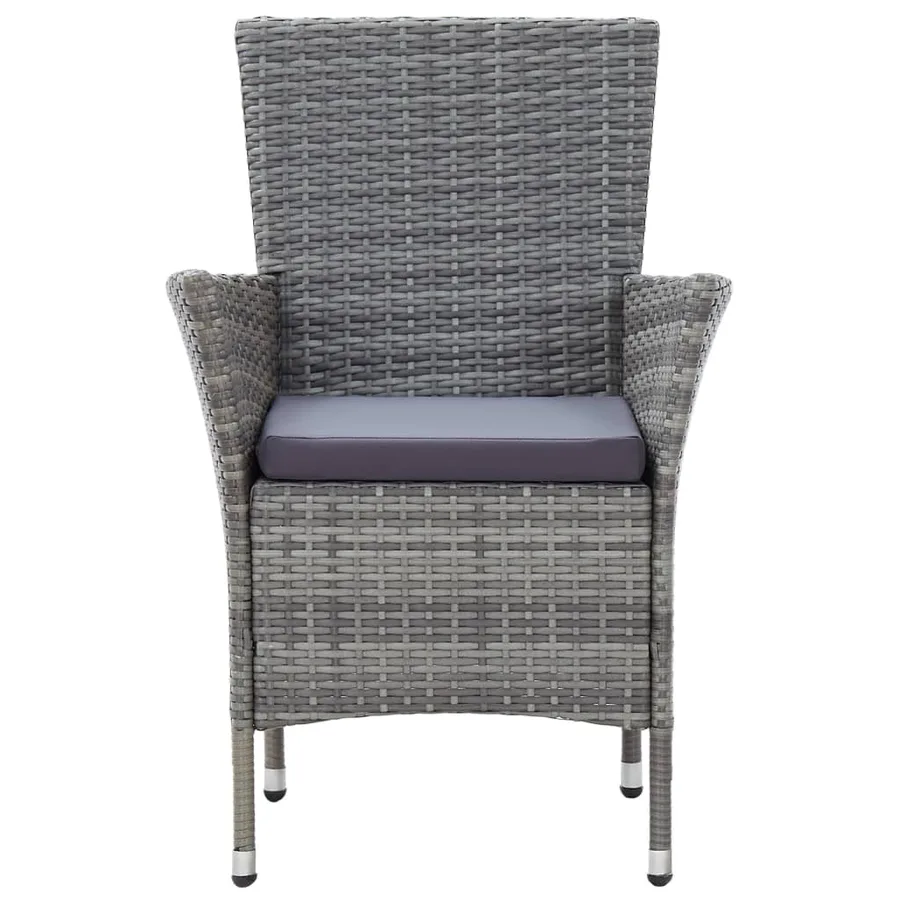 Ensemble à manger d'extérieur 7pcs coussins Résine tressée Gris - 8