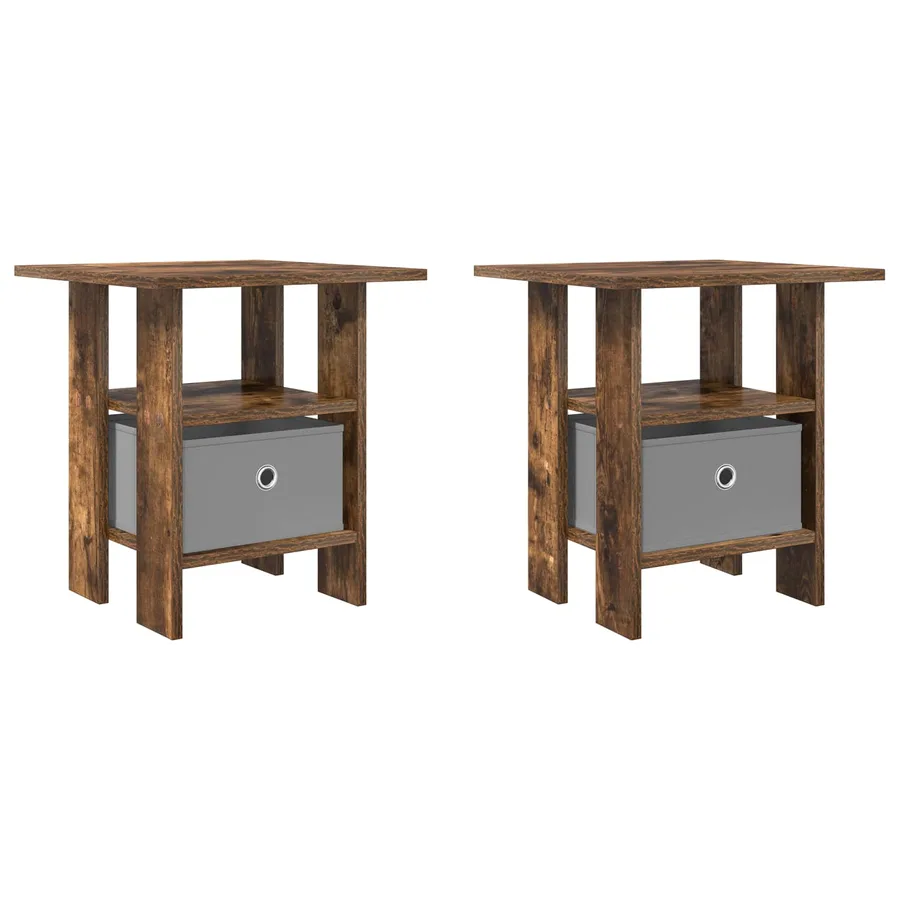 Table de chevet avec tiroir 2 pcs Chêne fumé 41 x 40 x 45 cm - 2
