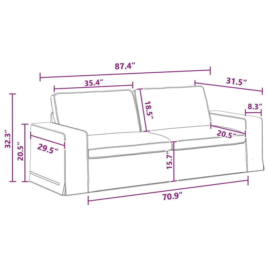 Ensemble de Canapés 2 pcs Gris foncé 222 x 80 x 82 cm tissu - 12