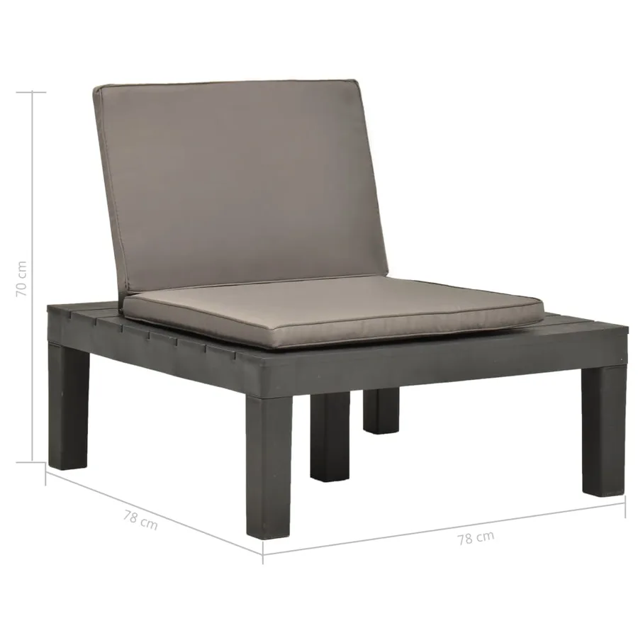 Chaise de salon de jardin avec coussin Plastique Anthracite - 7