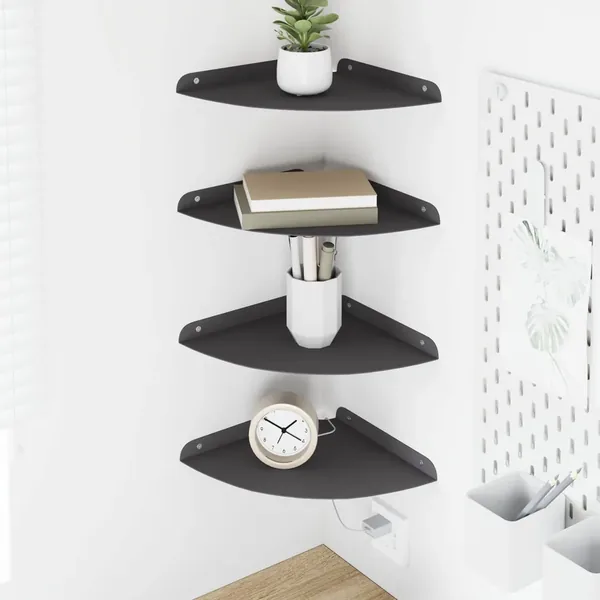 Étagère flottante avec étagère 4 pcs Noir 24 x 24 x 2 cm
