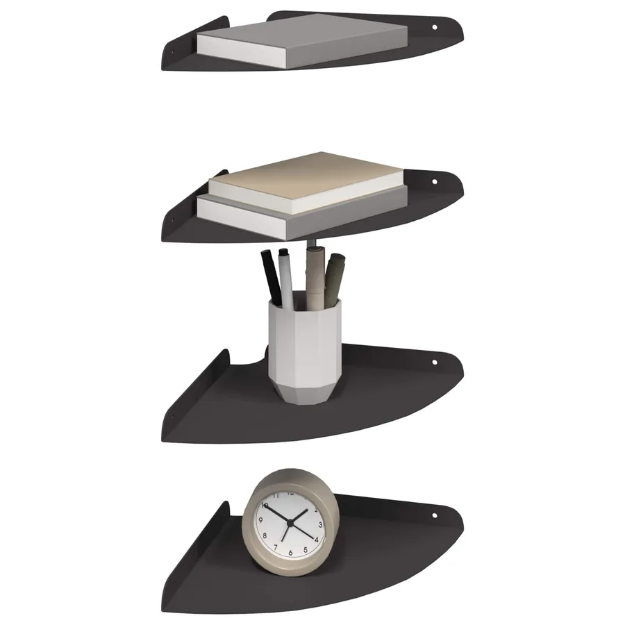 Étagère flottante avec étagère 4 pcs Noir 24 x 24 x 2 cm - 3