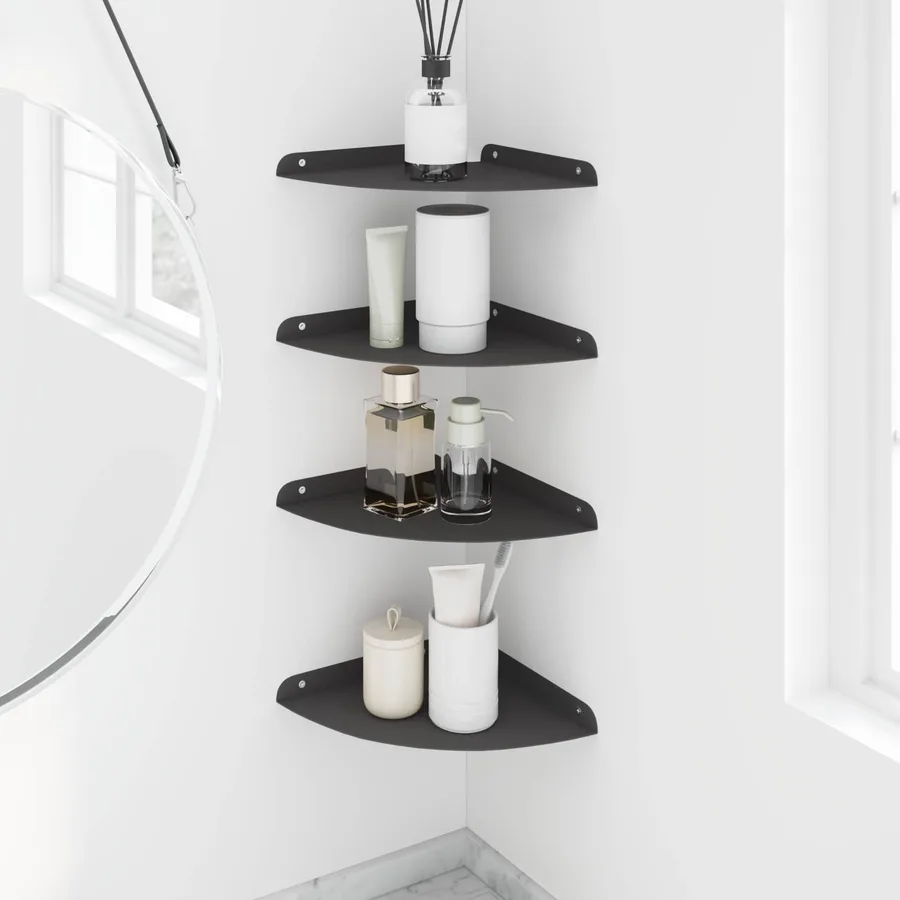 Étagère flottante avec étagère 4 pcs Noir 24 x 24 x 2 cm - 4
