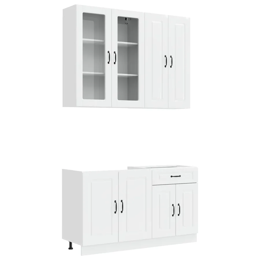 Unité de cuisine KALMAR 4 pcs Blanc brillant Bois d'ingénierie - 2