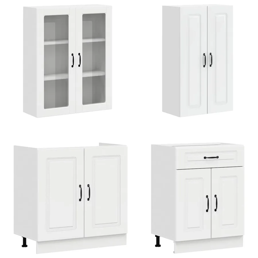 Unité de cuisine KALMAR 4 pcs Blanc brillant Bois d'ingénierie - 3