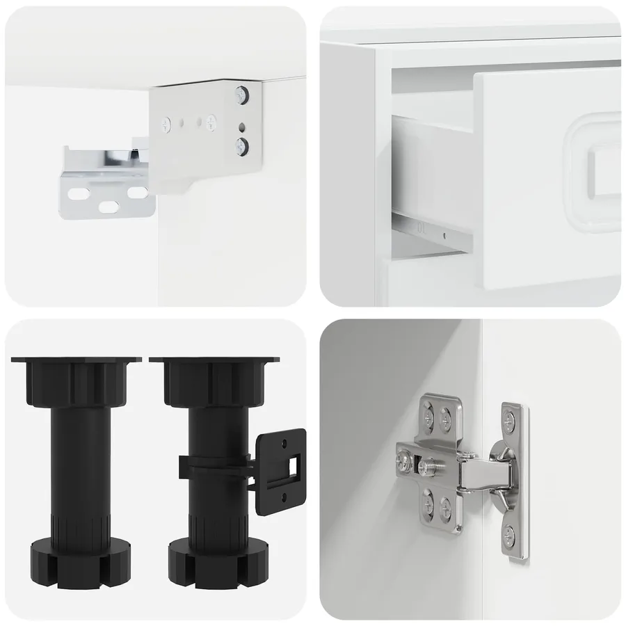 Unité de cuisine KALMAR 4 pcs Blanc brillant Bois d'ingénierie - 4